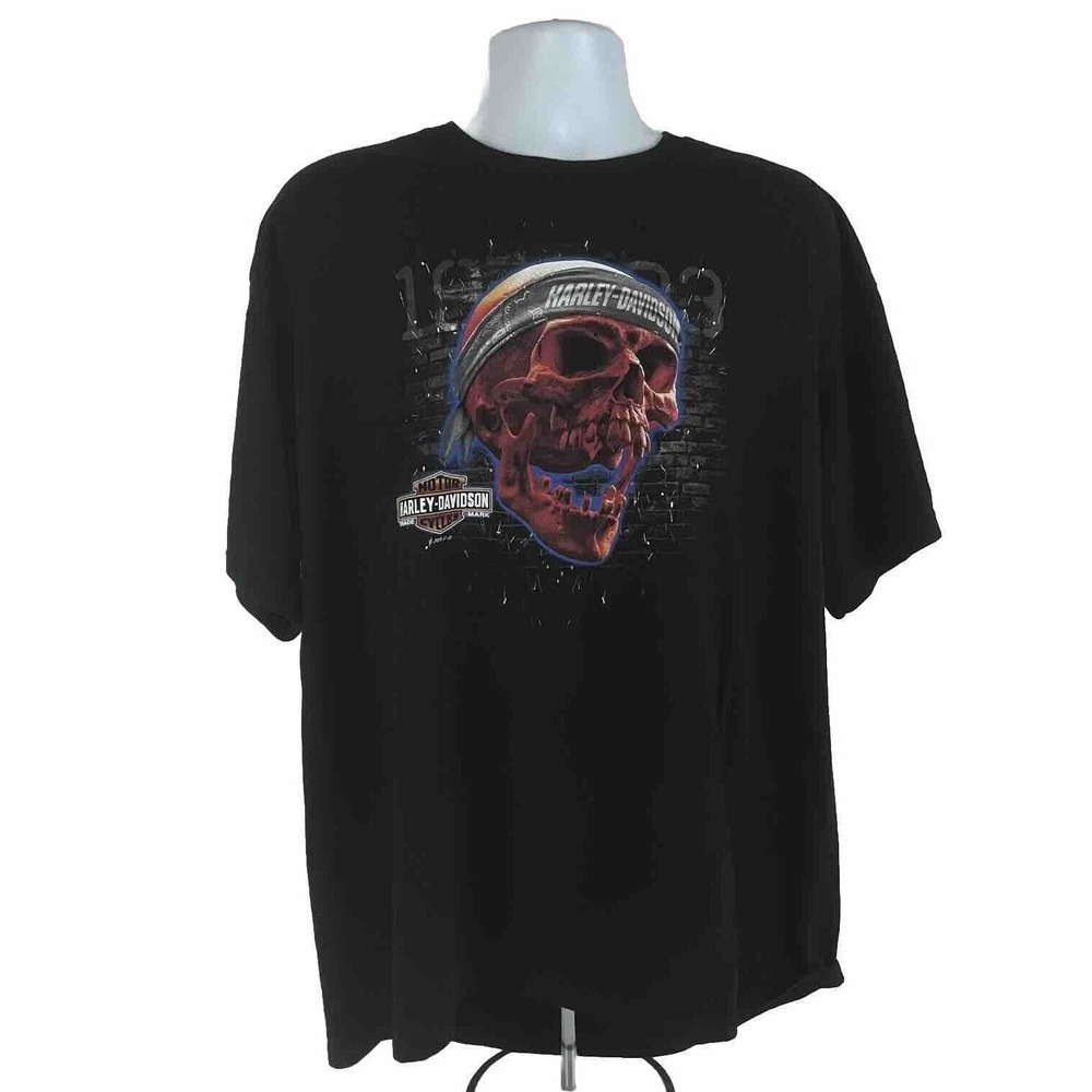 Valley Harley-Davidson Motorcycles T-Shirt 2XL Triadelphia WV Double Sided Skull